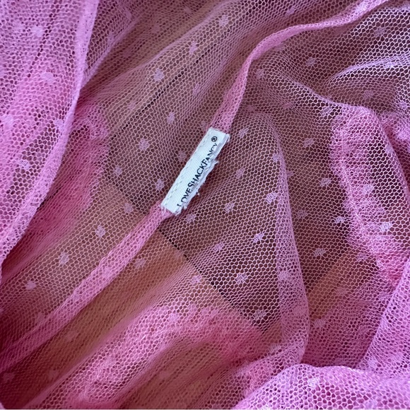 LoveShackFancy Steffen Pink Sheer Lace Maxi Dress Babydoll Hearts Bows Polka Dot - Picture 4 of 4